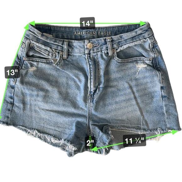 American Eagle Curvy Mom Jean Short Women's 8 Blue Denim Western Festival‎ - Picture 6 of 7